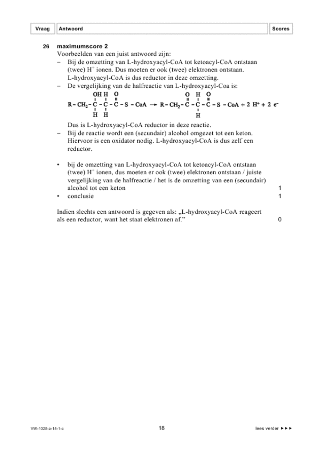 Correctievoorschrift examen VWO scheikunde 2014, tijdvak 1. Pagina 18