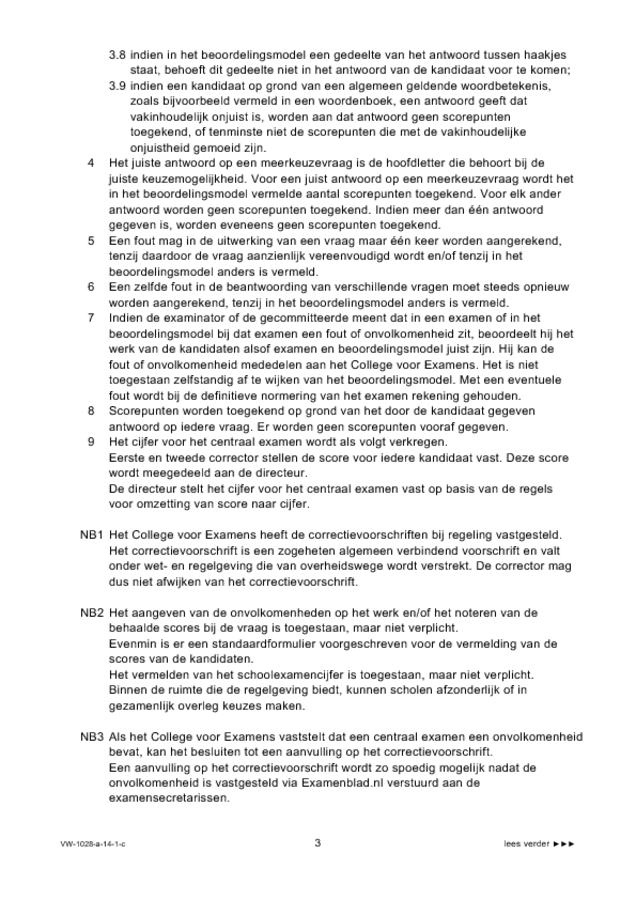 Correctievoorschrift examen VWO scheikunde 2014, tijdvak 1. Pagina 3