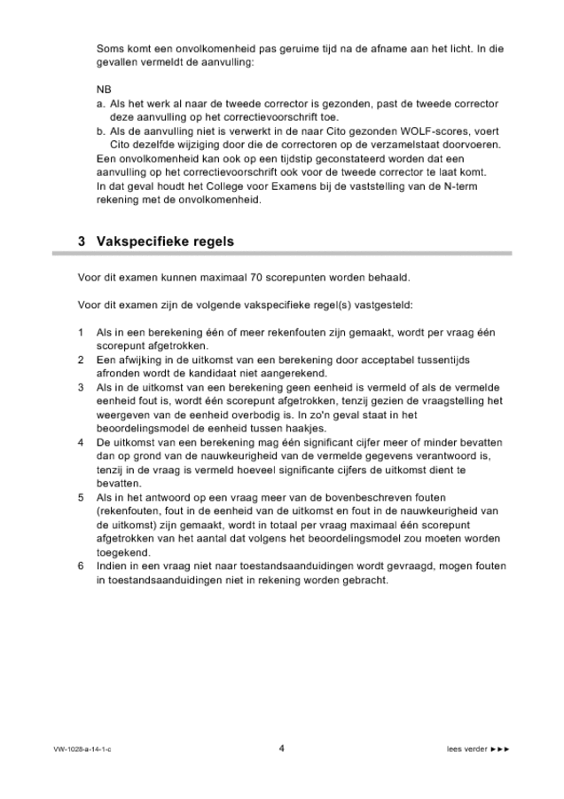 Correctievoorschrift examen VWO scheikunde 2014, tijdvak 1. Pagina 4