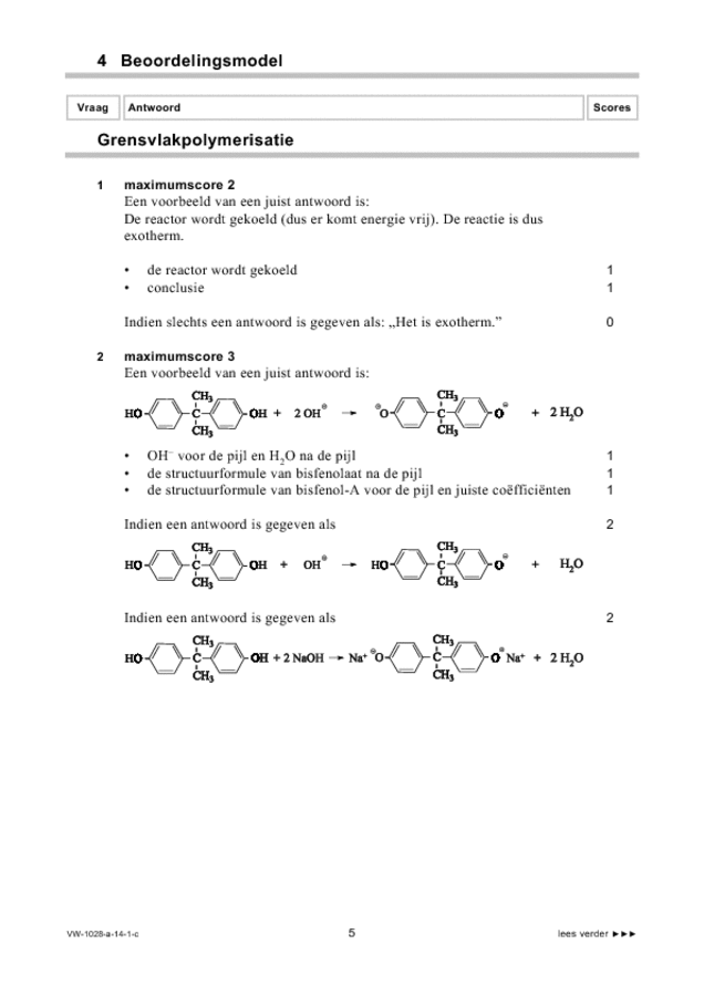 Correctievoorschrift examen VWO scheikunde 2014, tijdvak 1. Pagina 5