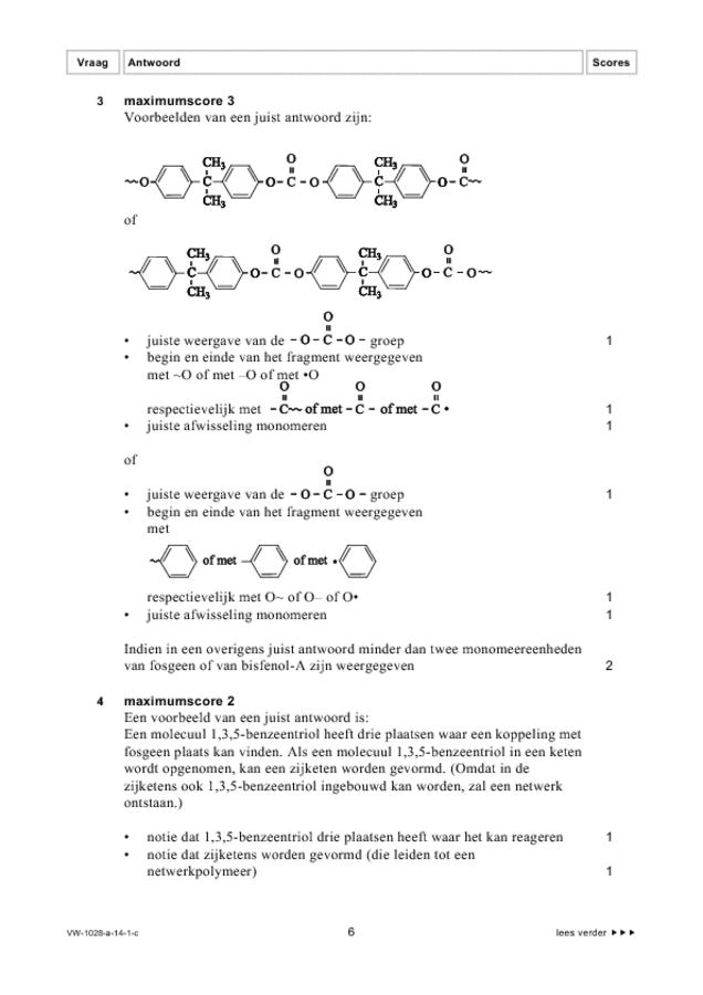 Correctievoorschrift examen VWO scheikunde 2014, tijdvak 1. Pagina 6