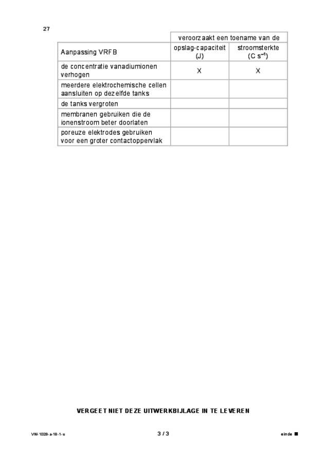 Uitwerkbijlage examen VWO scheikunde 2018, tijdvak 1. Pagina 3