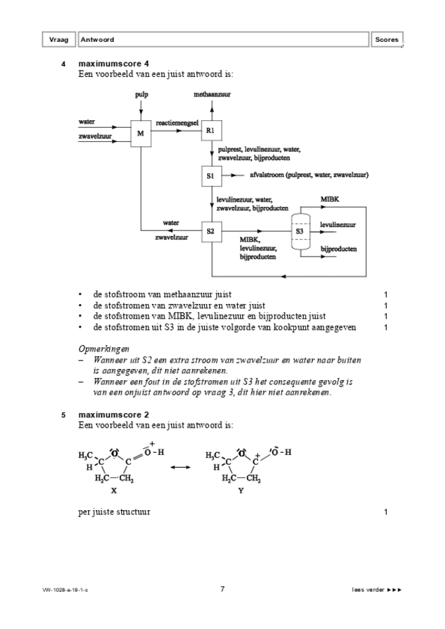 Correctievoorschrift examen VWO scheikunde 2019, tijdvak 1. Pagina 7