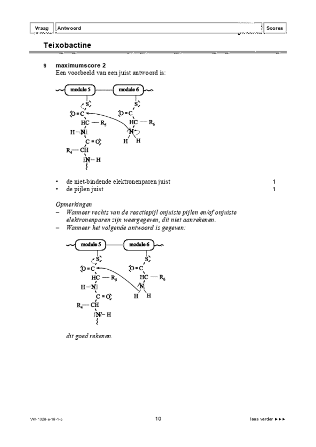 Correctievoorschrift examen VWO scheikunde 2019, tijdvak 1. Pagina 10
