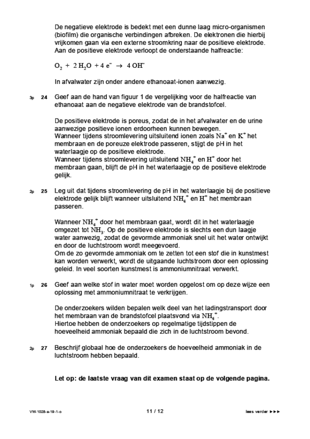 Opgaven examen VWO scheikunde 2019, tijdvak 1. Pagina 11