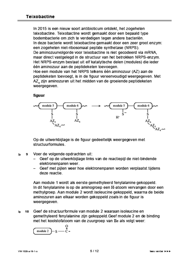 Opgaven examen VWO scheikunde 2019, tijdvak 1. Pagina 5
