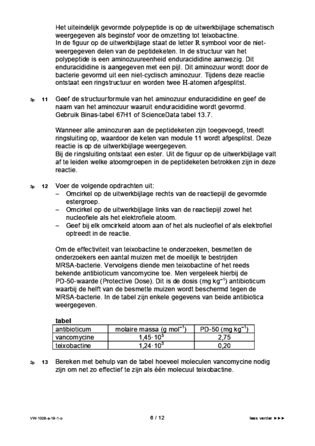 Opgaven examen VWO scheikunde 2019, tijdvak 1. Pagina 6