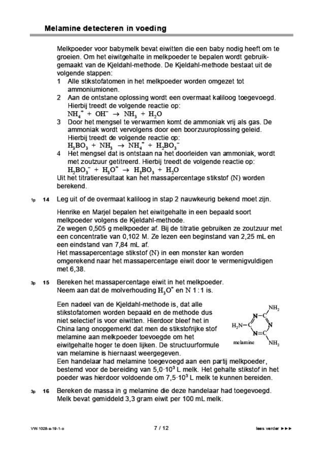 Opgaven examen VWO scheikunde 2019, tijdvak 1. Pagina 7