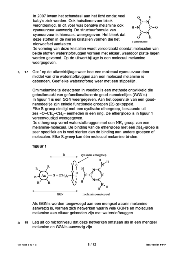 Opgaven examen VWO scheikunde 2019, tijdvak 1. Pagina 8