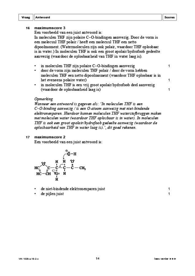 Correctievoorschrift examen VWO scheikunde 2019, tijdvak 2. Pagina 14