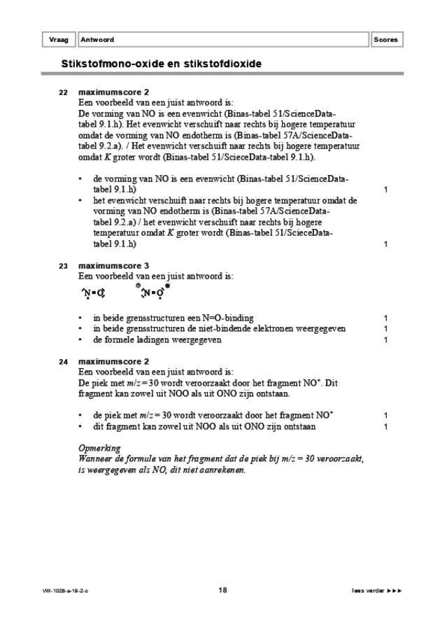 Correctievoorschrift examen VWO scheikunde 2019, tijdvak 2. Pagina 18