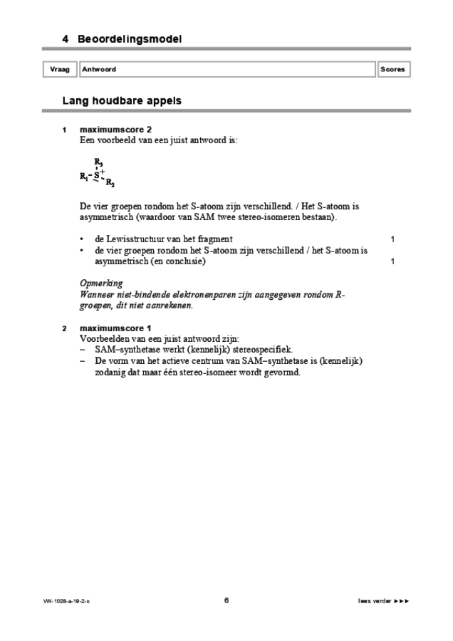 Correctievoorschrift examen VWO scheikunde 2019, tijdvak 2. Pagina 6