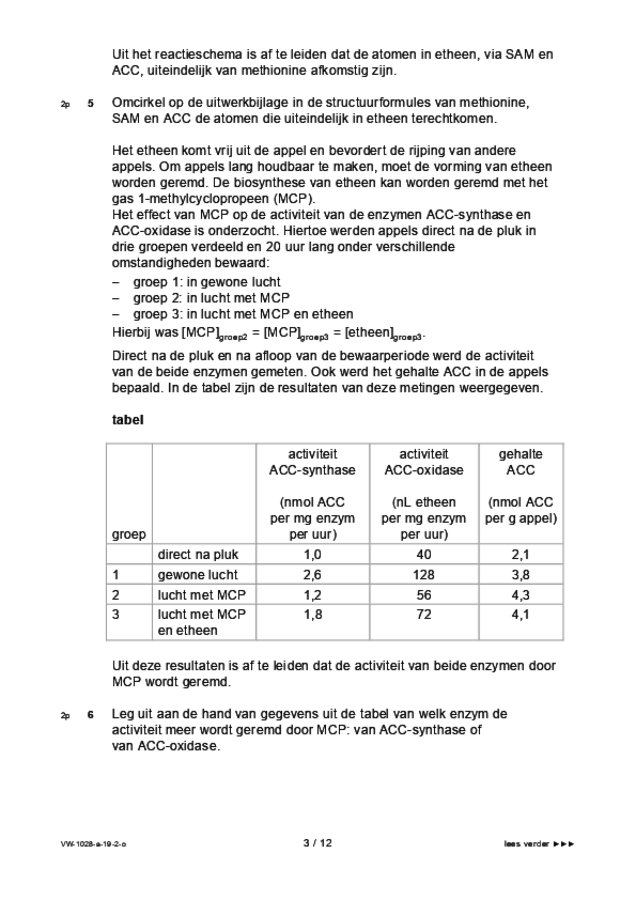 Opgaven examen VWO scheikunde 2019, tijdvak 2. Pagina 3