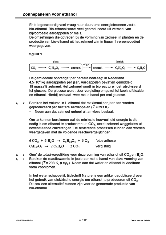 Opgaven examen VWO scheikunde 2019, tijdvak 2. Pagina 4