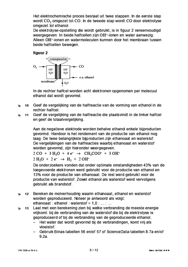 Opgaven examen VWO scheikunde 2019, tijdvak 2. Pagina 5