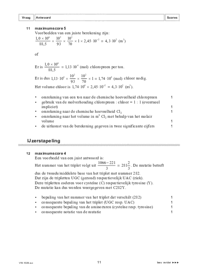 Correctievoorschrift examen VWO scheikunde 2021, tijdvak 1. Pagina 11