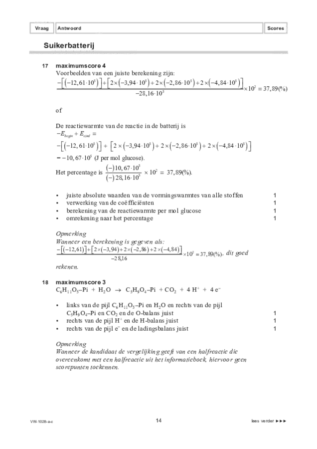 Correctievoorschrift examen VWO scheikunde 2021, tijdvak 1. Pagina 14