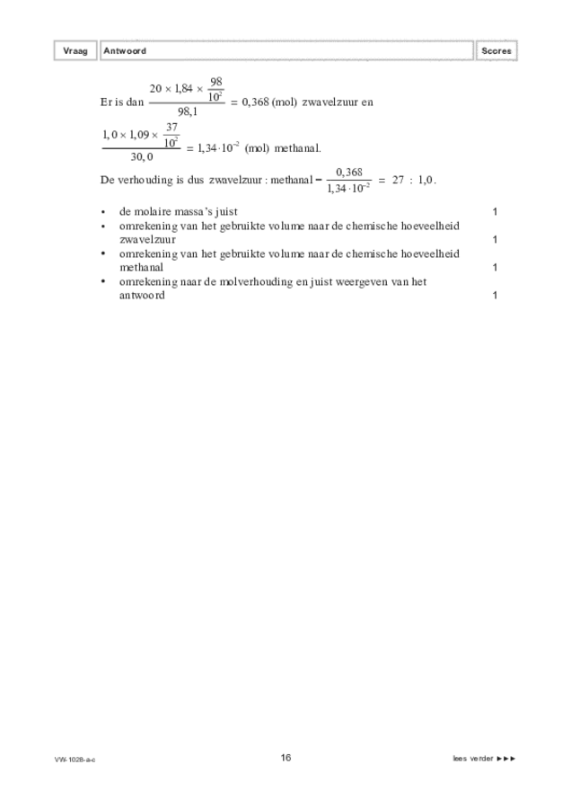 Correctievoorschrift examen VWO scheikunde 2021, tijdvak 1. Pagina 16