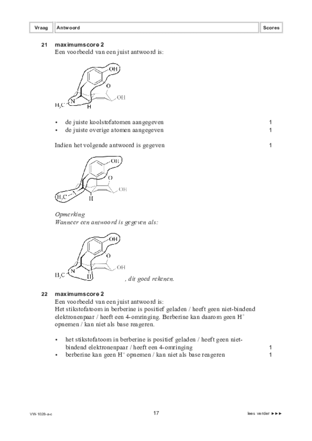 Correctievoorschrift examen VWO scheikunde 2021, tijdvak 1. Pagina 17