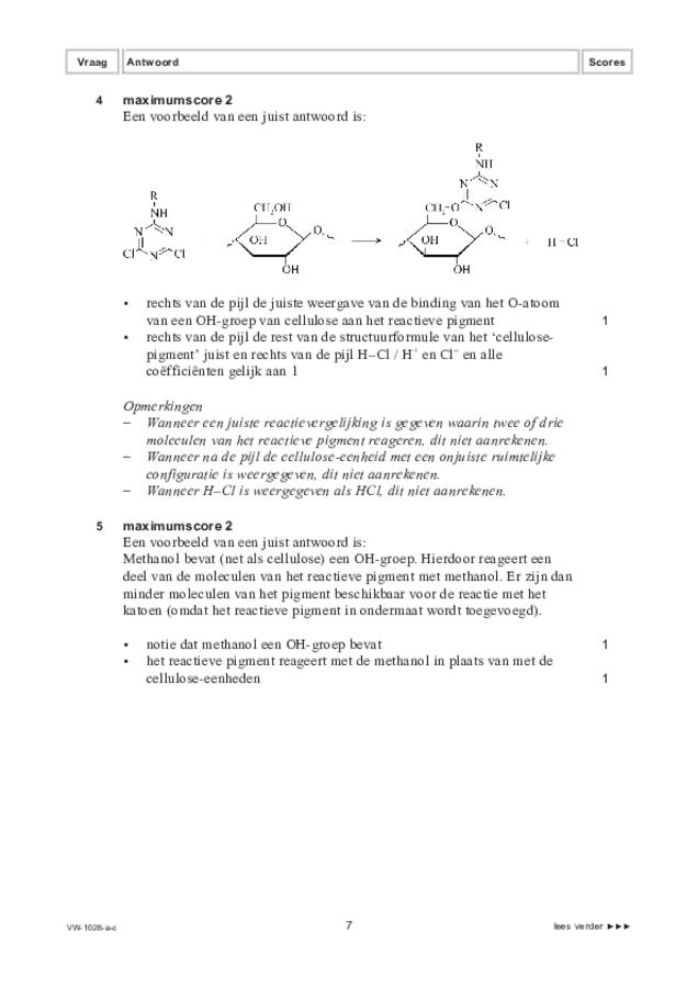 Correctievoorschrift examen VWO scheikunde 2021, tijdvak 1. Pagina 7
