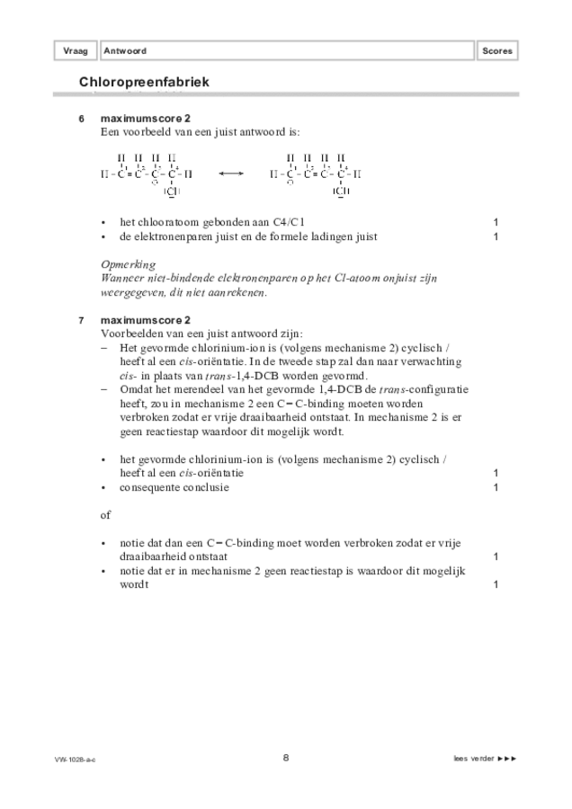 Correctievoorschrift examen VWO scheikunde 2021, tijdvak 1. Pagina 8