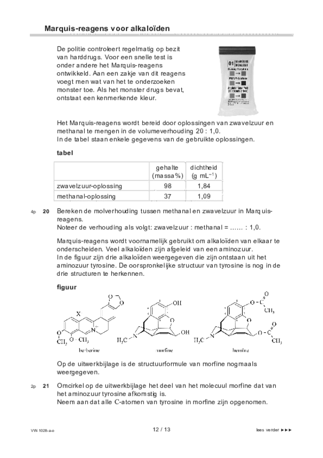 Opgaven examen VWO scheikunde 2021, tijdvak 1. Pagina 12