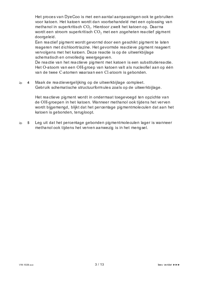 Opgaven examen VWO scheikunde 2021, tijdvak 1. Pagina 3