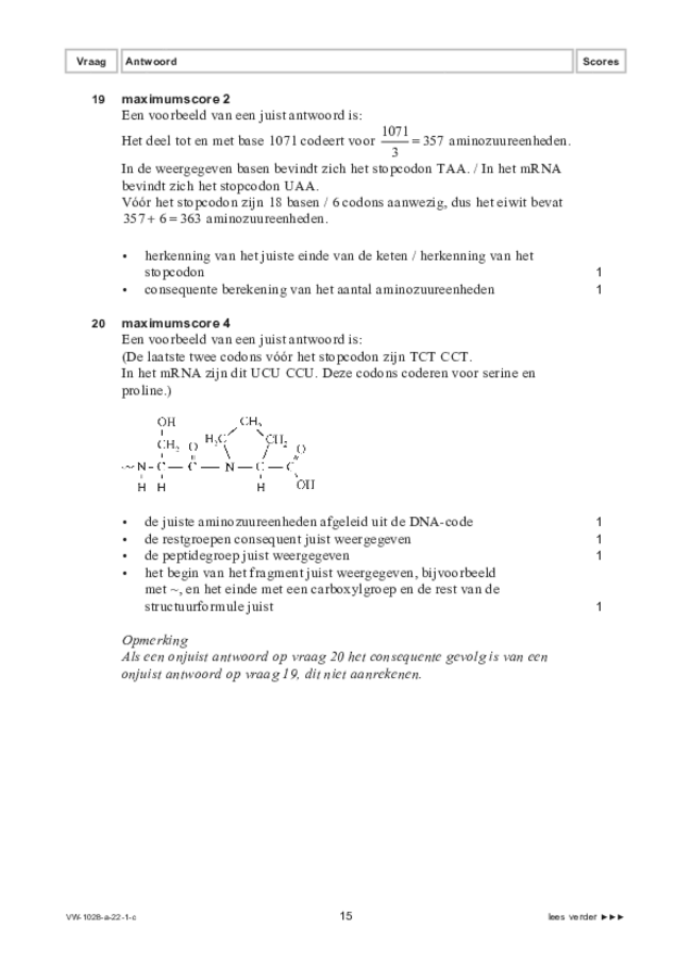 Correctievoorschrift examen VWO scheikunde 2022, tijdvak 1. Pagina 15
