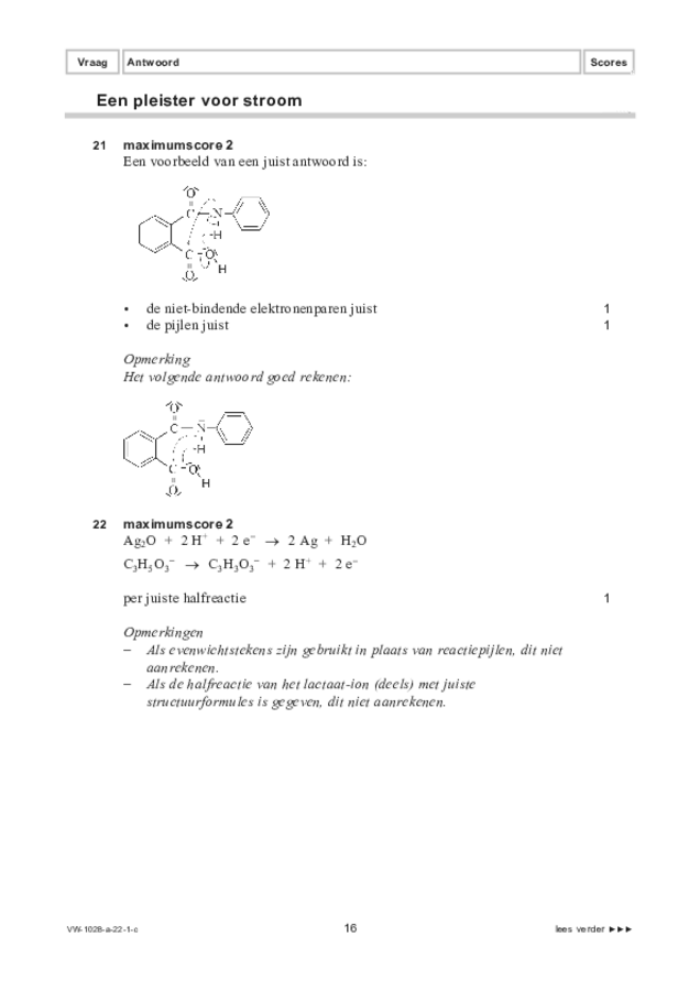 Correctievoorschrift examen VWO scheikunde 2022, tijdvak 1. Pagina 16