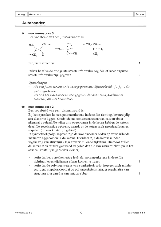 Correctievoorschrift examen VWO scheikunde 2022, tijdvak 1. Pagina 10