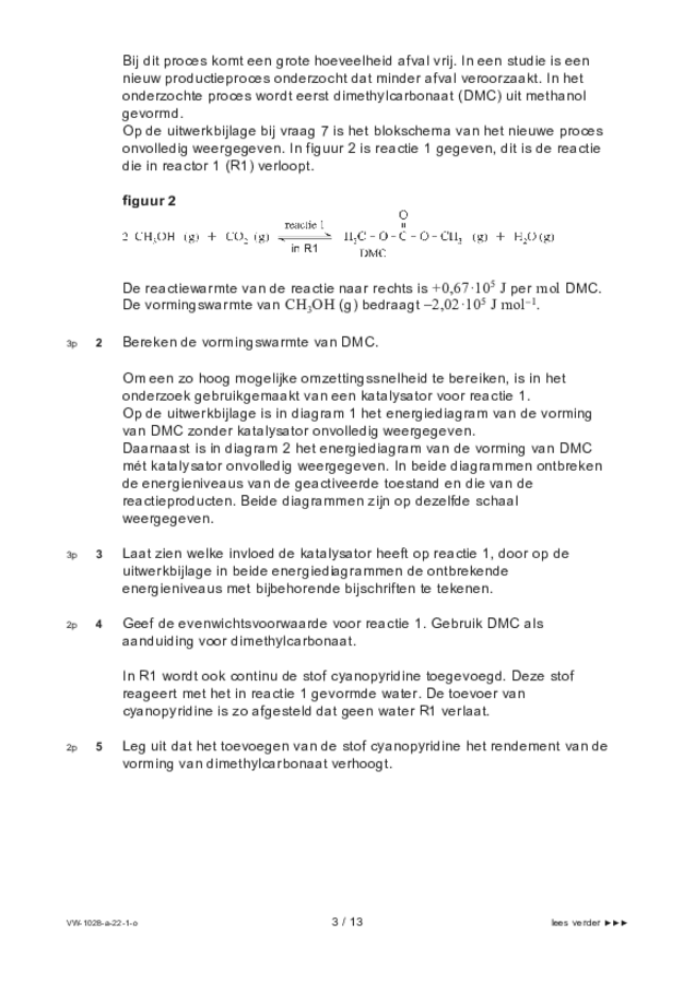 Opgaven examen VWO scheikunde 2022, tijdvak 1. Pagina 3