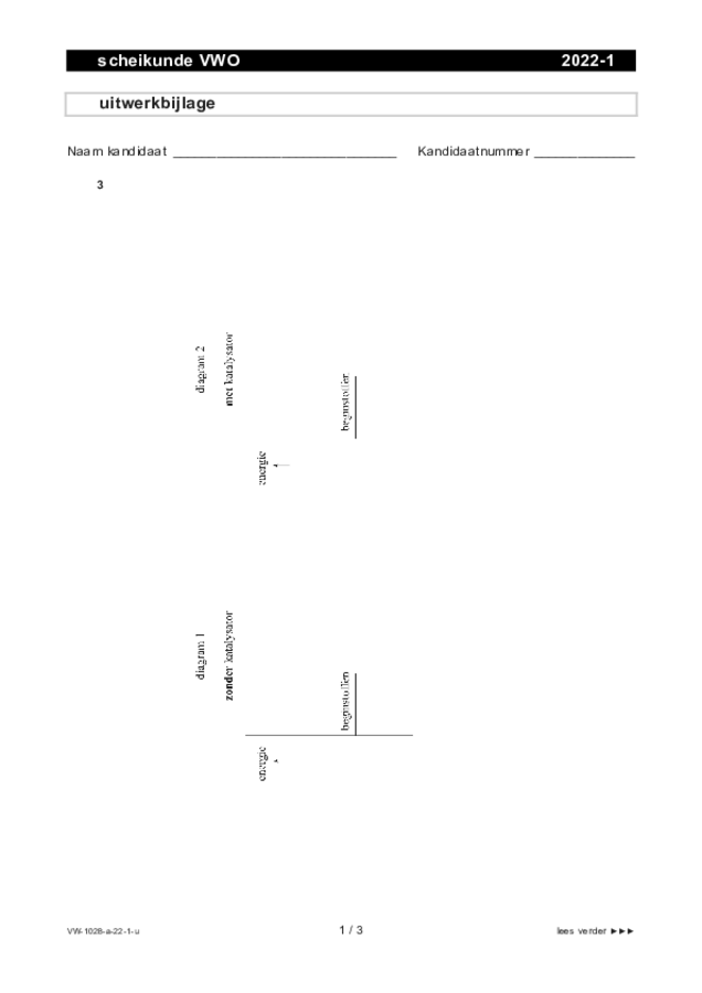 Uitwerkbijlage examen VWO scheikunde 2022, tijdvak 1. Pagina 1