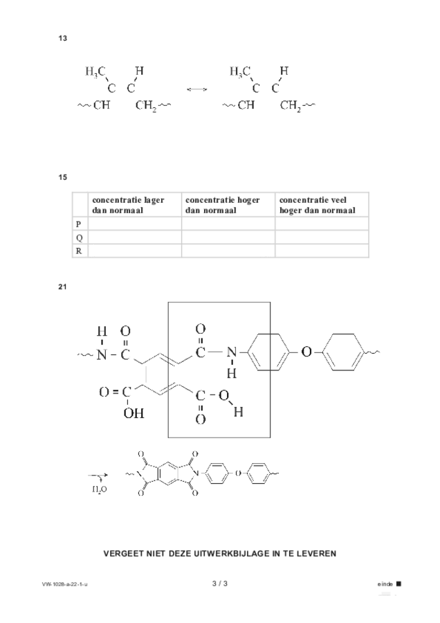 Uitwerkbijlage examen VWO scheikunde 2022, tijdvak 1. Pagina 3