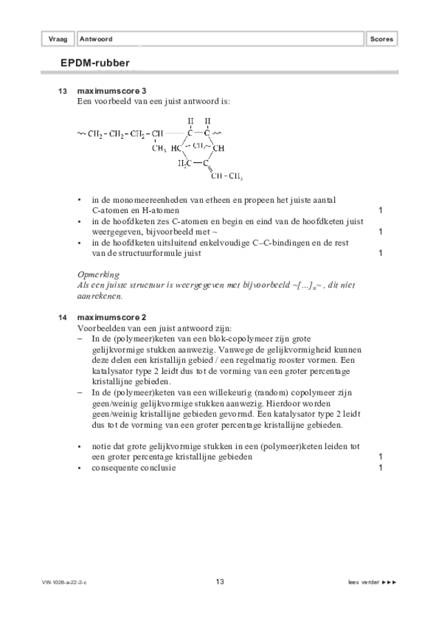 Correctievoorschrift examen VWO scheikunde 2022, tijdvak 2. Pagina 13