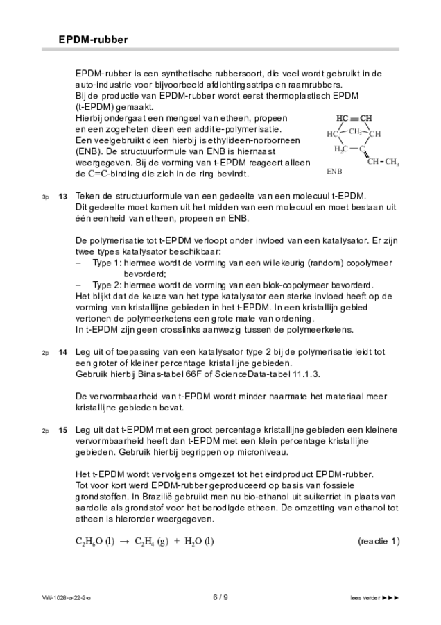 Opgaven examen VWO scheikunde 2022, tijdvak 2. Pagina 6