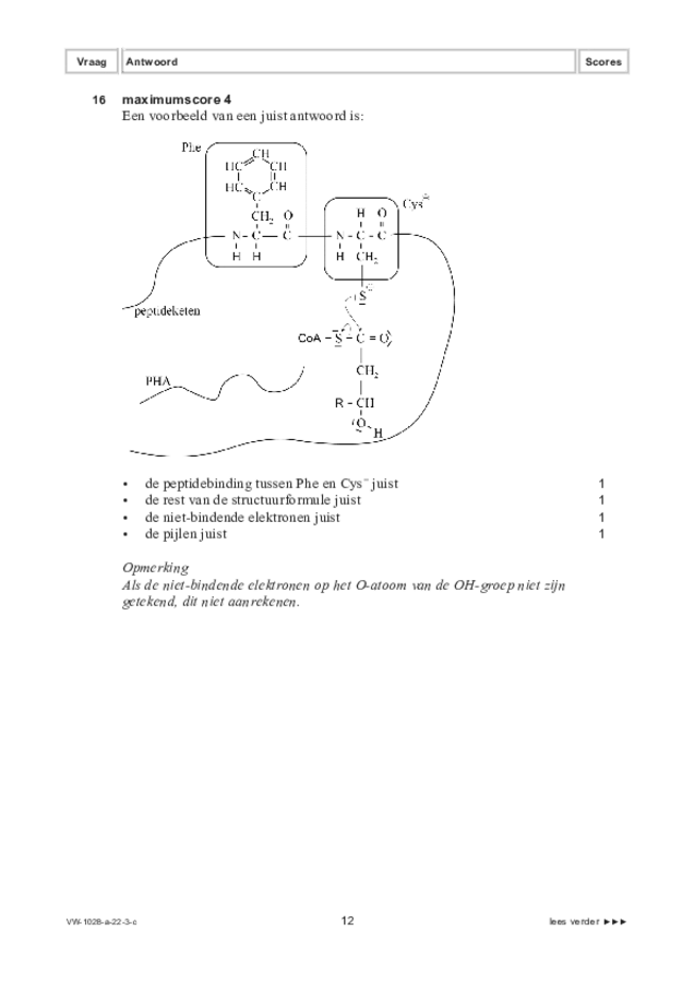Correctievoorschrift examen VWO scheikunde 2022, tijdvak 3. Pagina 12