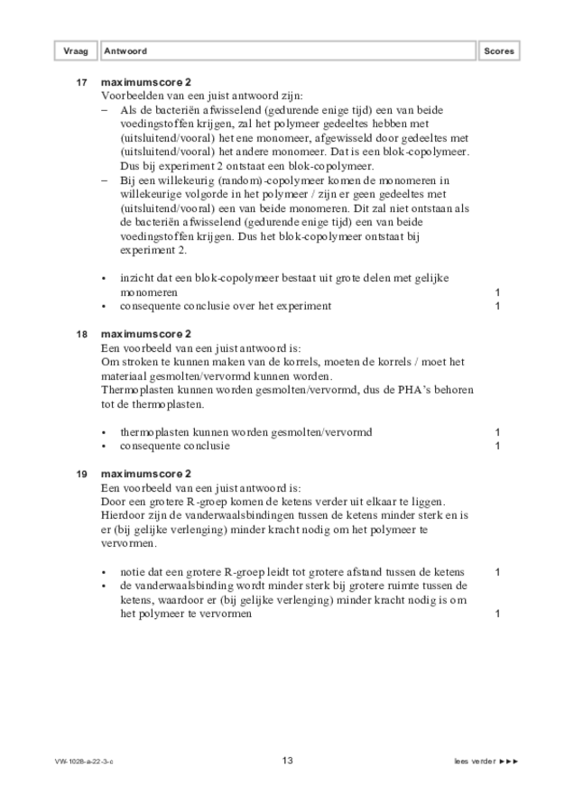 Correctievoorschrift examen VWO scheikunde 2022, tijdvak 3. Pagina 13