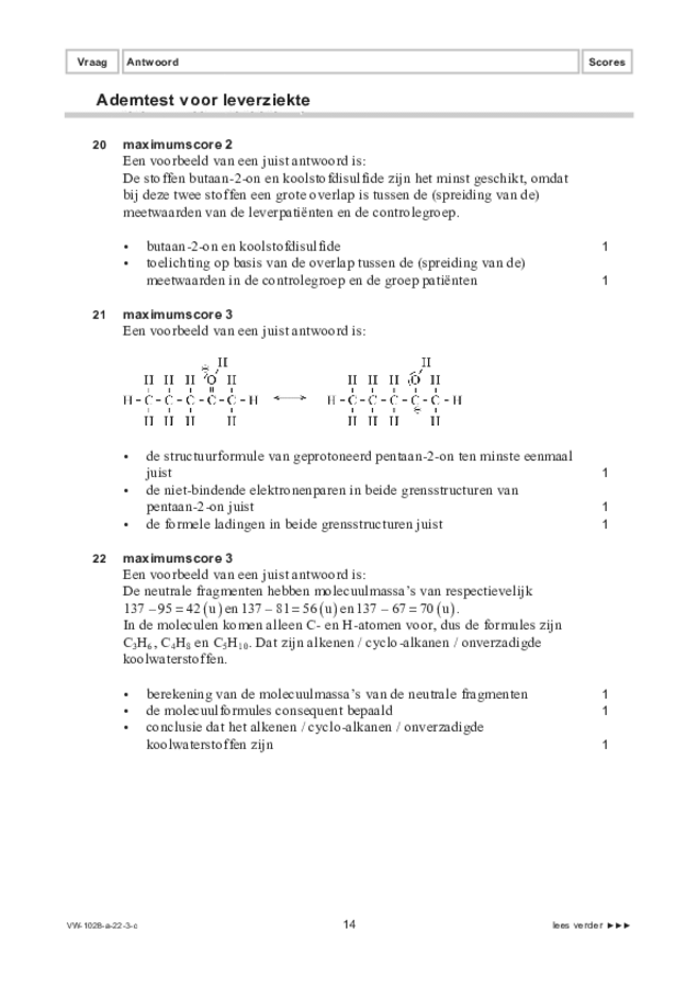 Correctievoorschrift examen VWO scheikunde 2022, tijdvak 3. Pagina 14