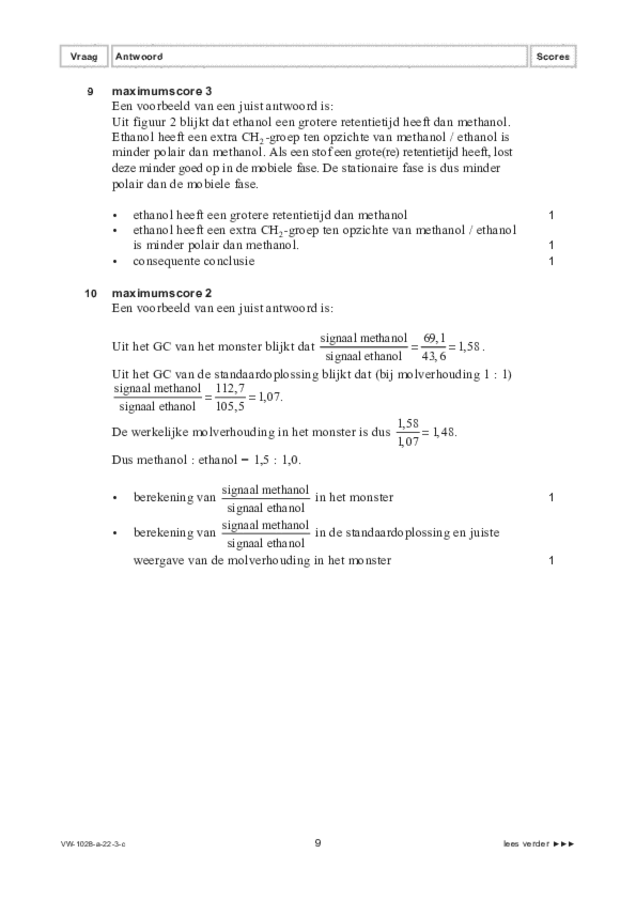 Correctievoorschrift examen VWO scheikunde 2022, tijdvak 3. Pagina 9