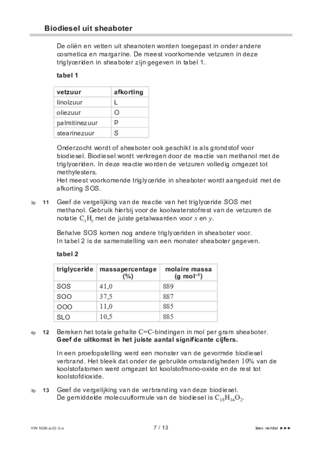 Opgaven examen VWO scheikunde 2022, tijdvak 3. Pagina 7