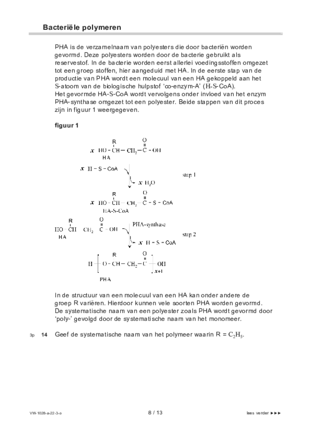 Opgaven examen VWO scheikunde 2022, tijdvak 3. Pagina 8