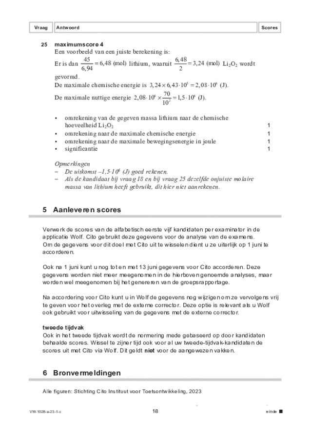 Correctievoorschrift examen VWO scheikunde 2023, tijdvak 1. Pagina 18