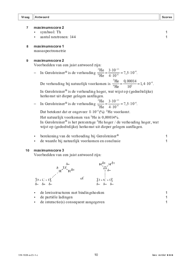 Correctievoorschrift examen VWO scheikunde 2023, tijdvak 1. Pagina 10