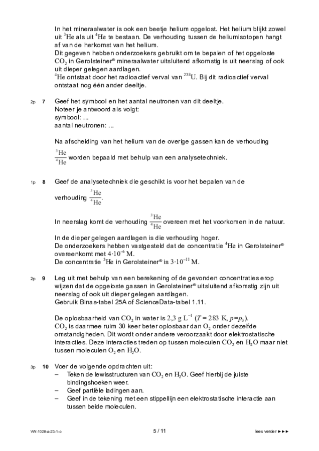 Opgaven examen VWO scheikunde 2023, tijdvak 1. Pagina 5