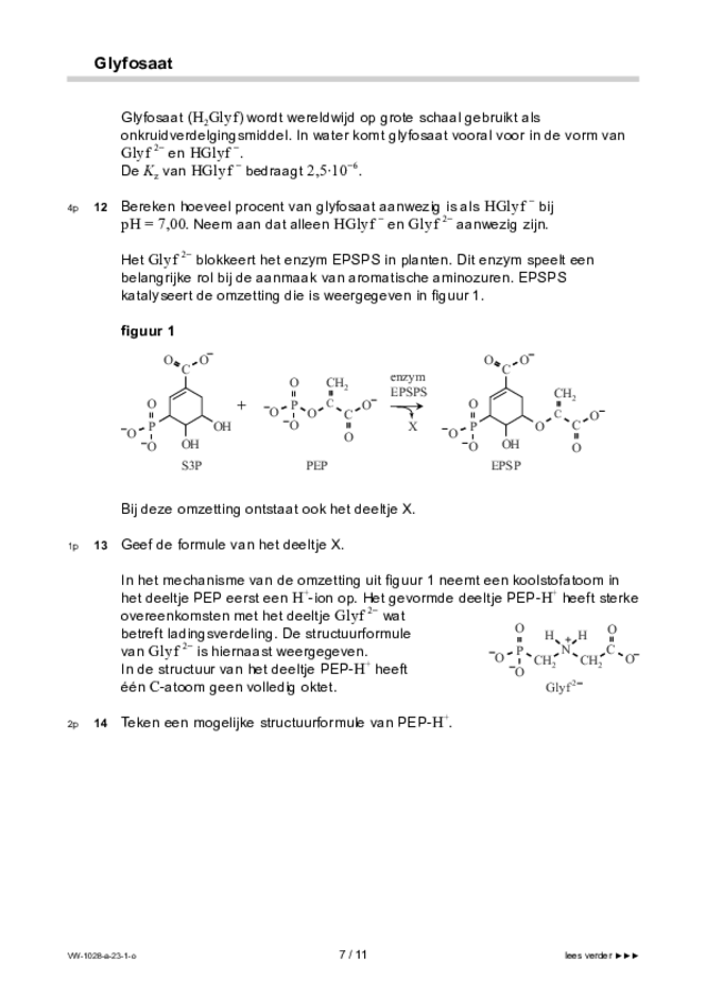 Opgaven examen VWO scheikunde 2023, tijdvak 1. Pagina 7