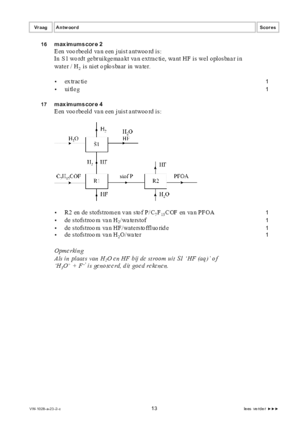 Correctievoorschrift examen VWO scheikunde 2023, tijdvak 2. Pagina 13