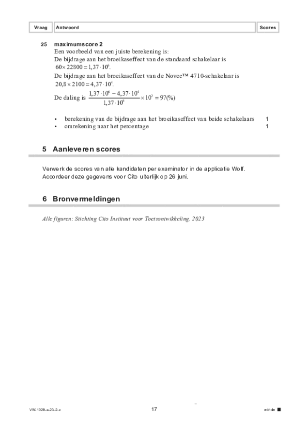 Correctievoorschrift examen VWO scheikunde 2023, tijdvak 2. Pagina 17