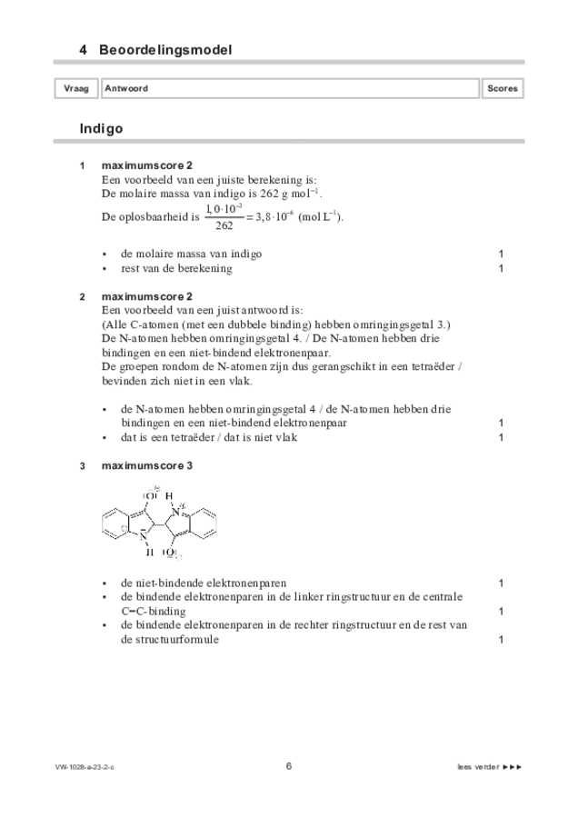 Correctievoorschrift examen VWO scheikunde 2023, tijdvak 2. Pagina 6