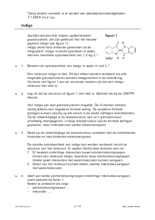 Opgaven examen VWO scheikunde 2023, tijdvak 2. Pagina 3