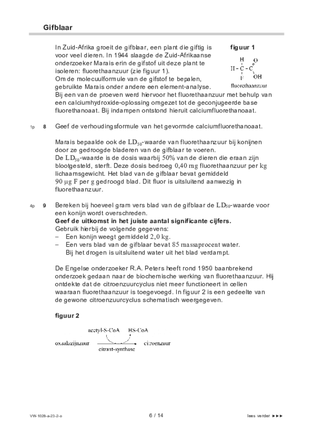 Opgaven examen VWO scheikunde 2023, tijdvak 2. Pagina 6